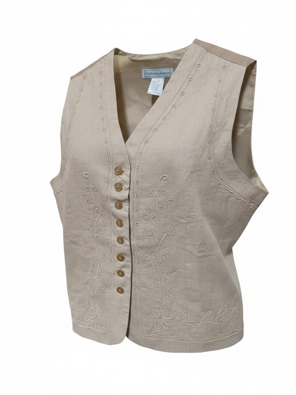 vintage 1990s Stephanie Andrews embroidered vest large